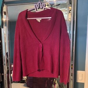 Kim Rogers Raspberry Cardigan Sweater